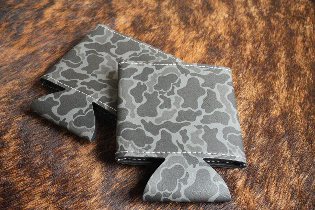 CC Camo Leather Coozie