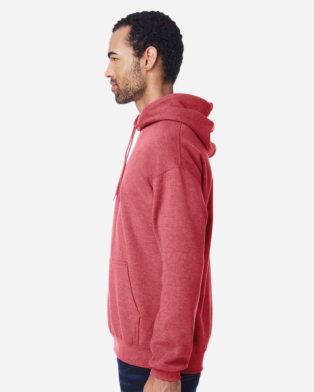 Gildan 18500 — Heather Scarlet Red Side High Model