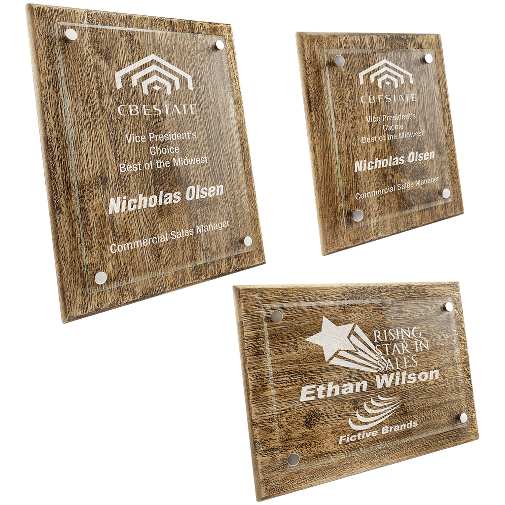 Barnwood Floating Glass Plaque (3 Sizes Available)