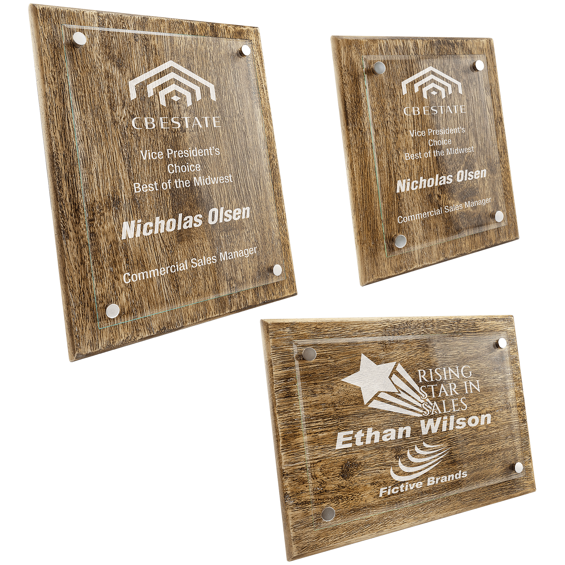 Barnwood Floating Glass Plaque (3 Sizes Available)