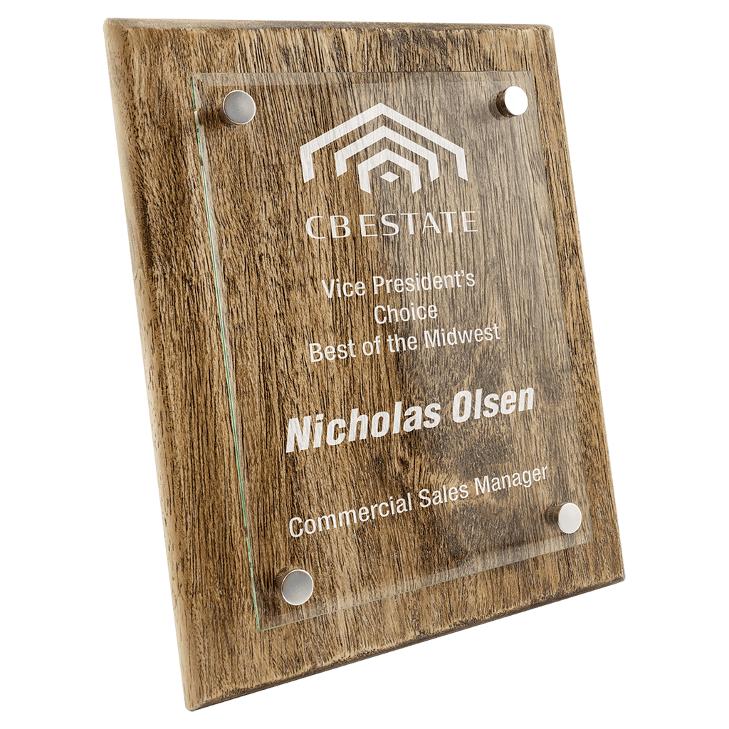 Barnwood Floating Glass Plaque (3 Sizes Available)