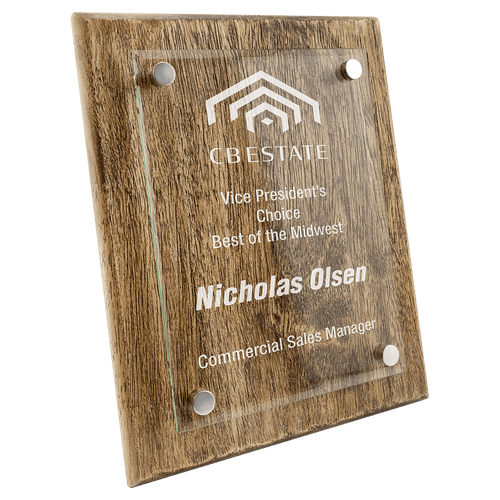 Barnwood Floating Glass Plaque (3 Sizes Available)