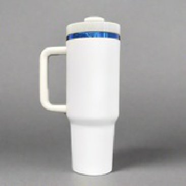40oz Blue Plated Tumbler - White