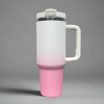 40oz Mirror Black Plated Tumbler - Ombre Pink