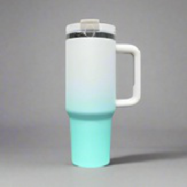 40oz Mirror Black Plated Tumbler - Ombre Turquoise