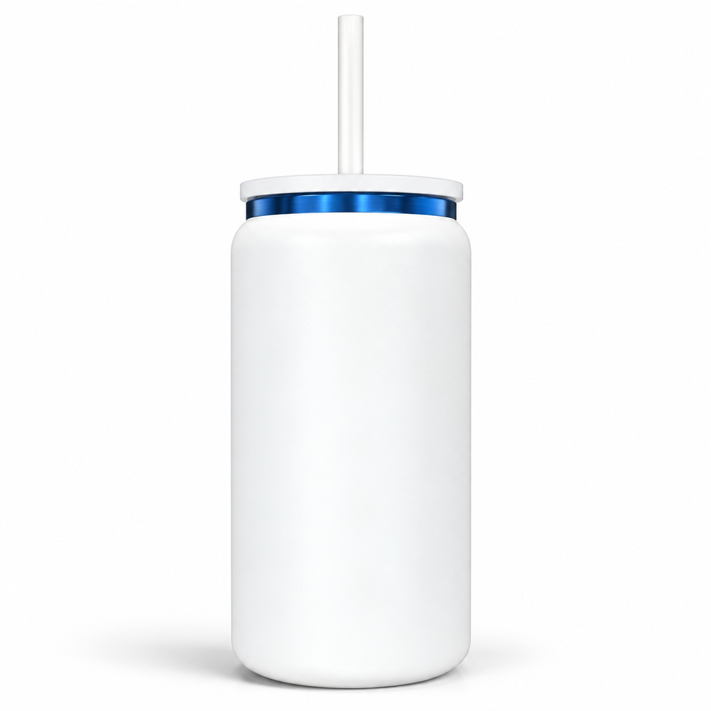 16oz Blue Plated Tumbler - White