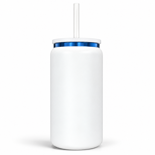 16oz Blue Plated Tumbler - White