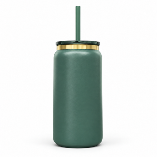 16oz Gold Plated Tumbler - Forest Green