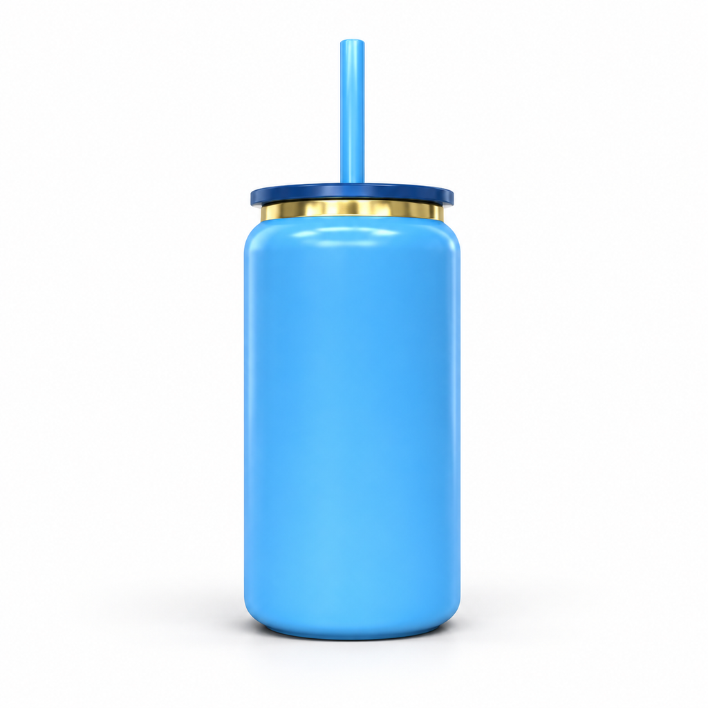 16oz Gold Plated Tumbler - Light Blue