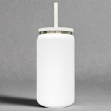 16oz Mirror Black Plated Tumbler - White