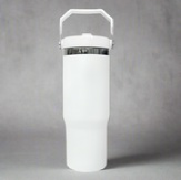 30oz Black Plated Flip Tumbler - White