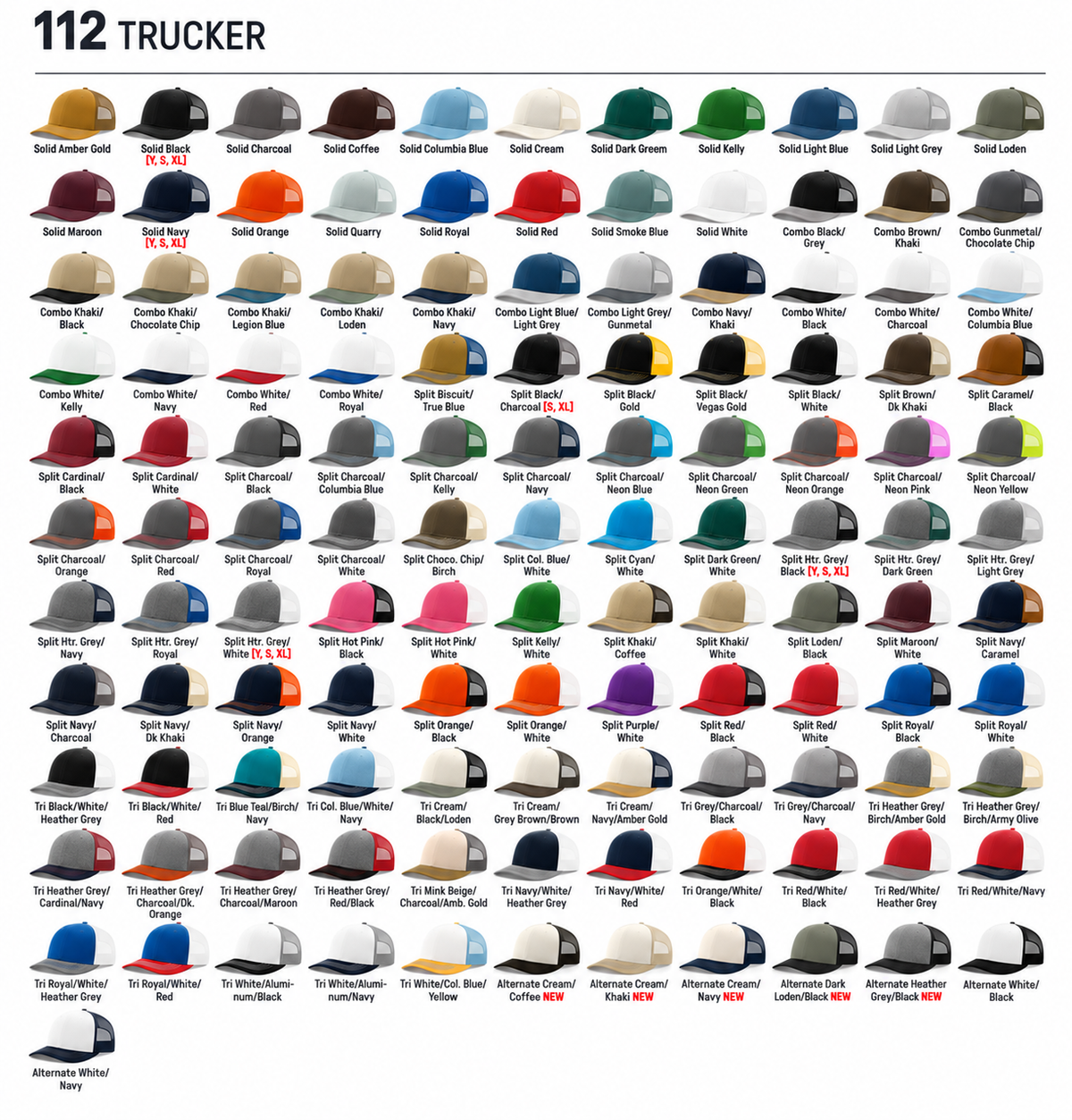 Richardson 112 Trucker full color chart
