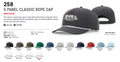 Richardson 258 5 Panel Classic Rope Cap and fifteen colors