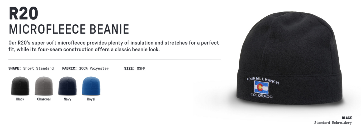 Richardson R20 Microfleece Beanie and available colors